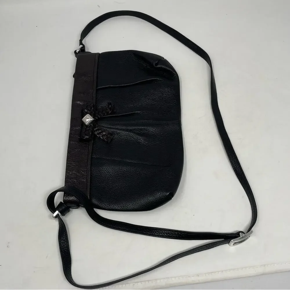 Brighton Brown Black Woven Bow Detail Crossbody Bag